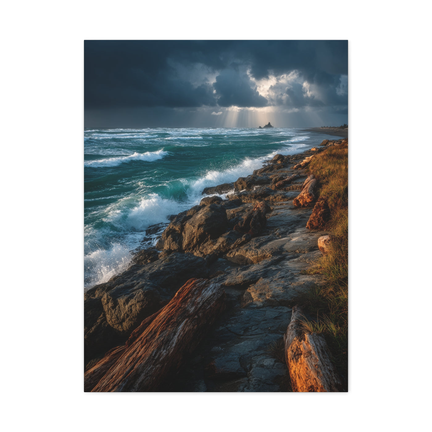 Storm Coast Driftwood Shoreline Wall Art & Canvas Print