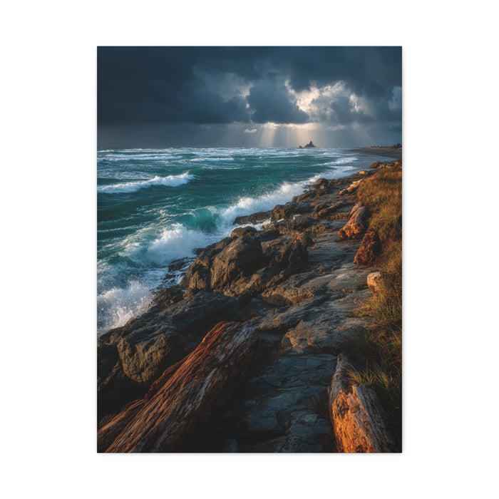 Storm Coast Driftwood Shoreline Wall Art & Canvas Print