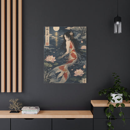 Japanese Koi Mermaid Moonlight Wall Art & Canvas Print