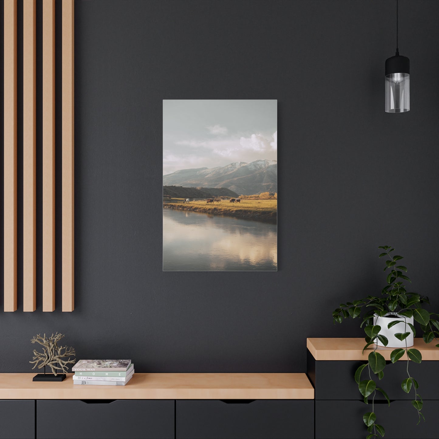 Mountain River Cattle Pasture Wall Art & Canvas Print
