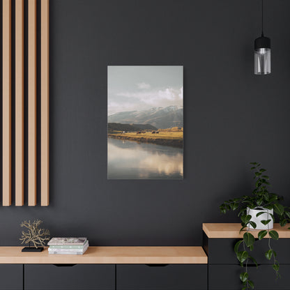 Mountain River Cattle Pasture Wall Art & Canvas Print