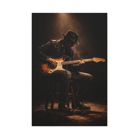 Vintage Electric Guitar Performance Wall Art & Canvas Print