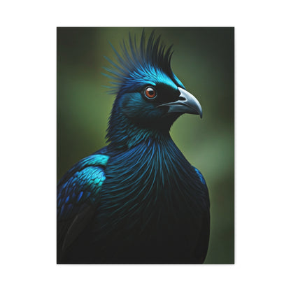Midnight Crested Starling Portrait Wall Art & Canvas Prints
