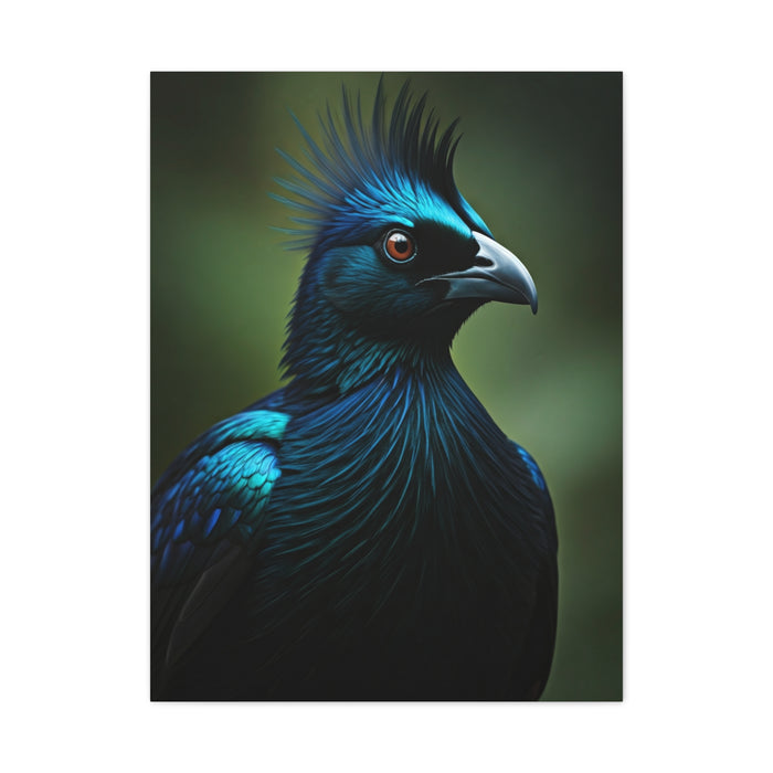 Midnight Crested Starling Portrait Wall Art & Canvas Prints