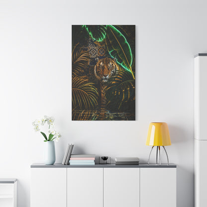 Neon Jungle Tiger Luxe Statement Tropical Wall Art & Canvas Print