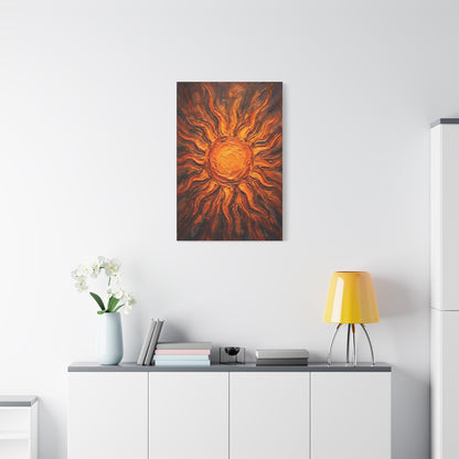 Fiery Impasto Sunburst Painting Wall Art & Canvas Print