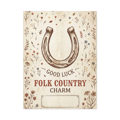 Rustic Horseshoe Folk Charm Poster Wall Art & Canvas Print