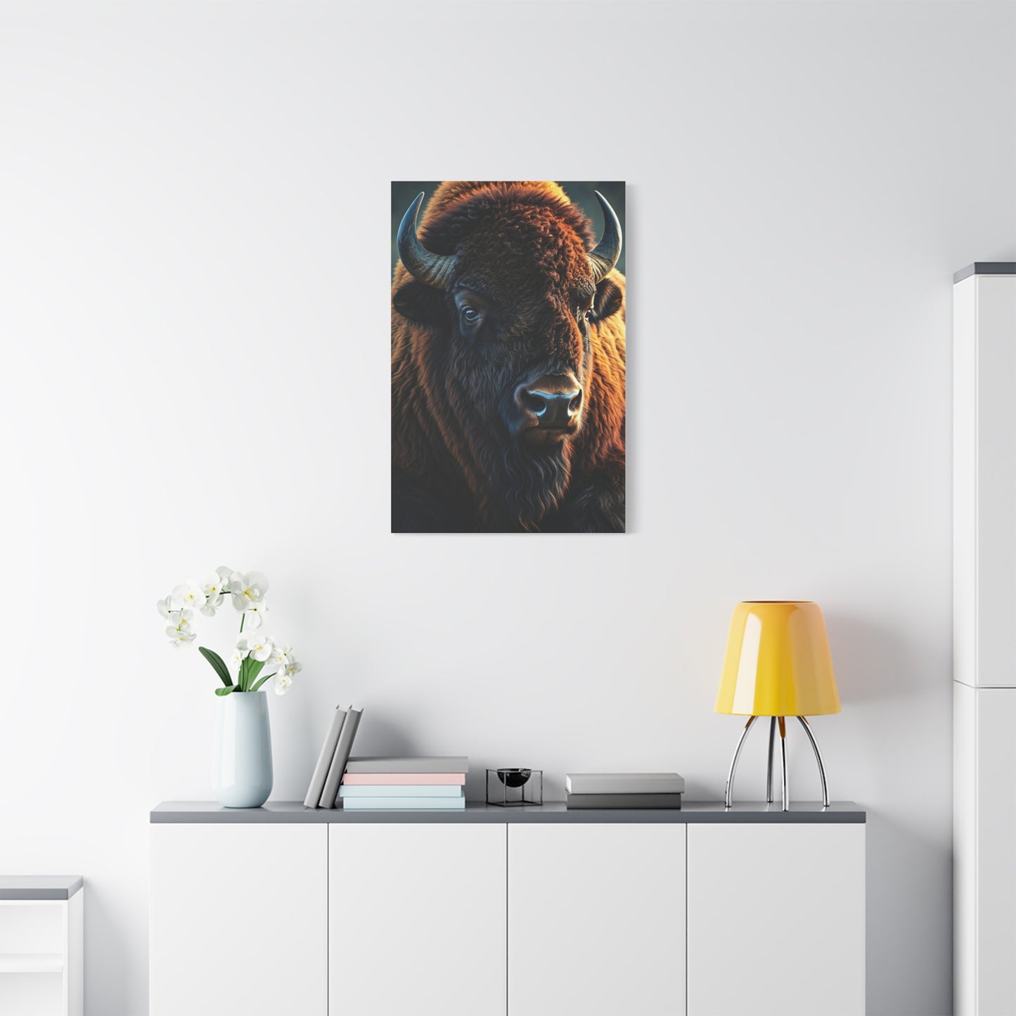 Cinematic Three-Quarter Angle American Bison Portrait Wall Art & Canvas Print