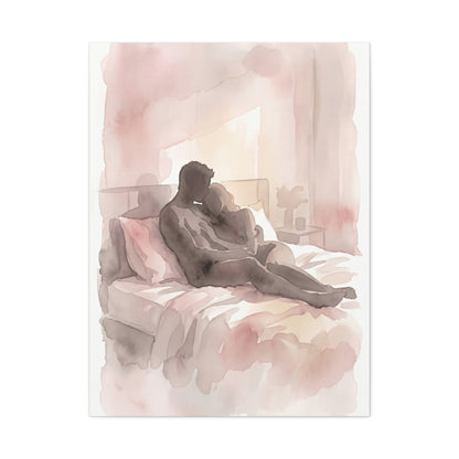 Abstract Bedroom Silhouette Romance Wall Art & Canvas Print