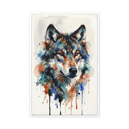 Watercolor Expression Wolf Portrait Abstract Wall Art & Canvas Print