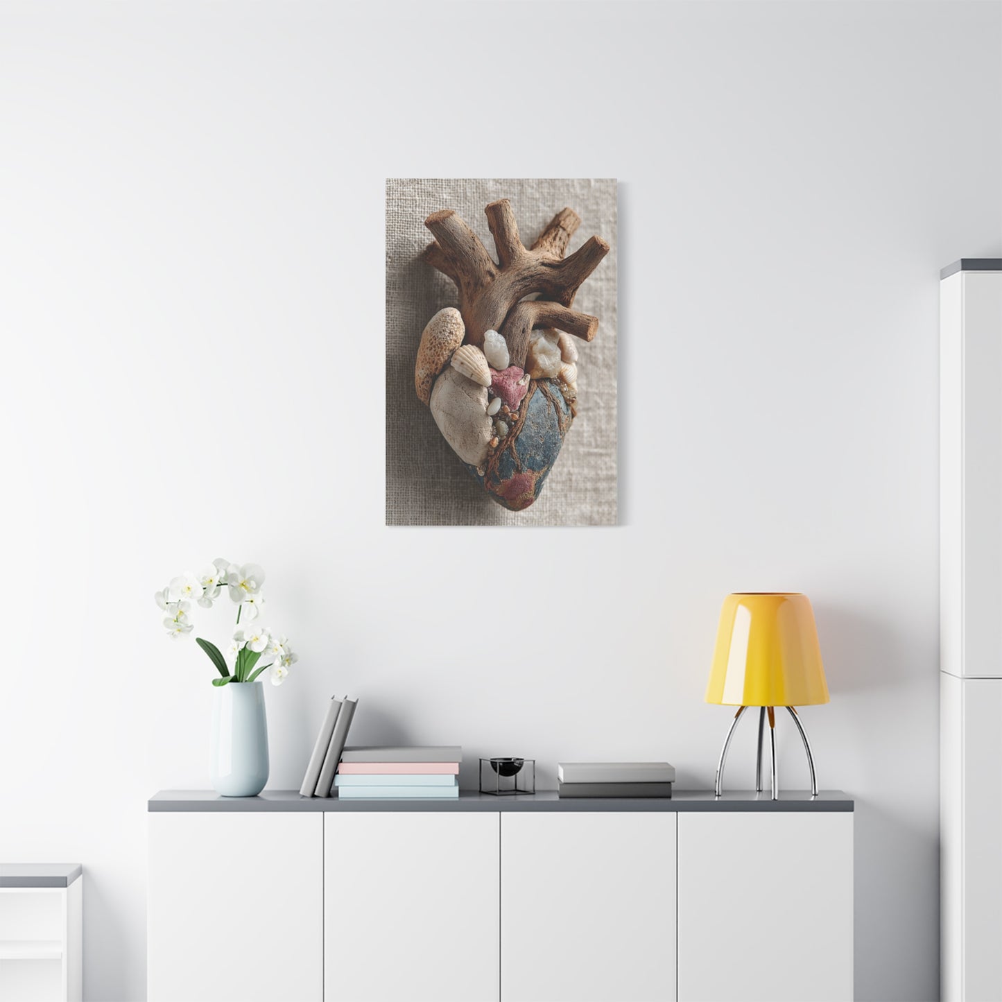 Driftwood Coastal Heart Sculpture Wall Art & Canvas Print