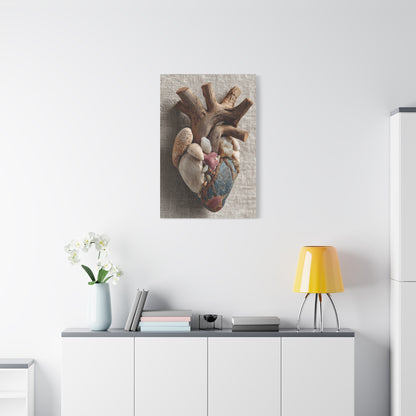 Driftwood Coastal Heart Sculpture Wall Art & Canvas Print