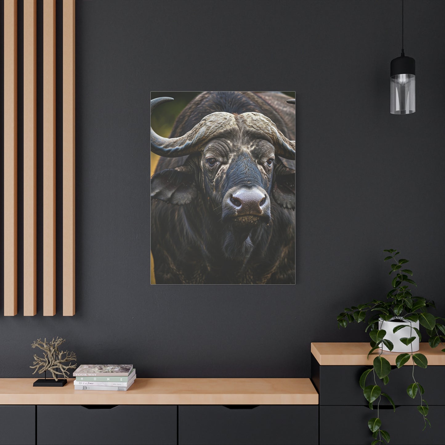 Mud-Covered Water Buffalo Close-Up Wall Art & Canvas Print
