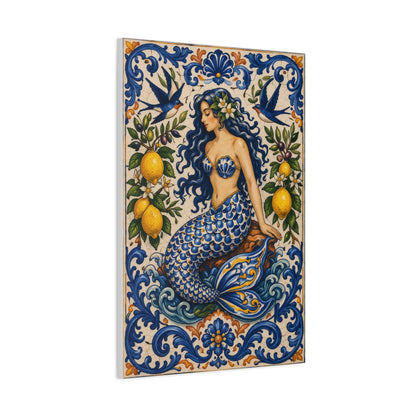 Sicilian Majolica Mermaid Tile Wall Art & Canvas Print