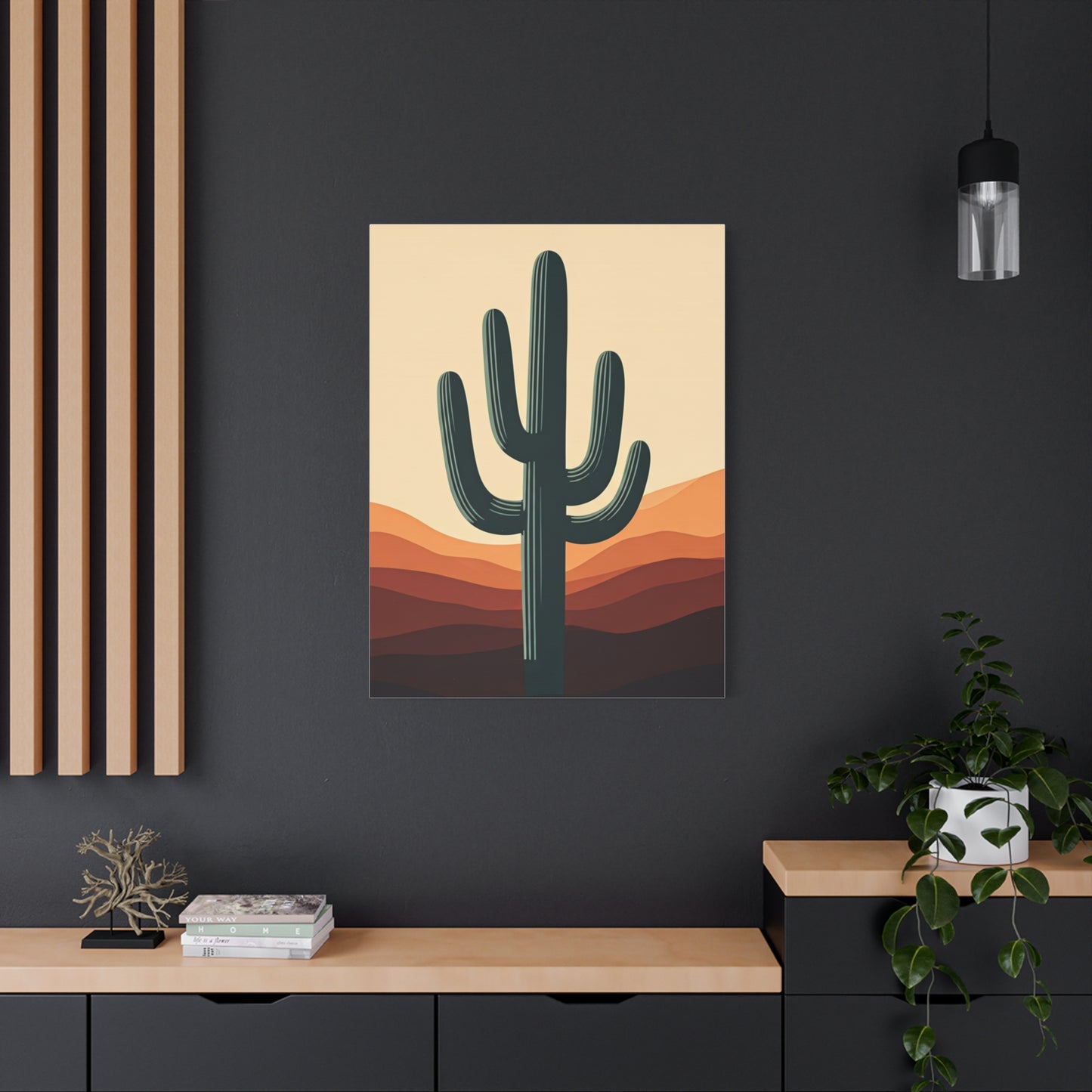 Layered Desert Landscape Saguaro Illustration Wall Art & Canvas Prints