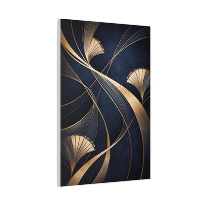 Art Deco Navy Gold Flow Wall Art & Canvas Print