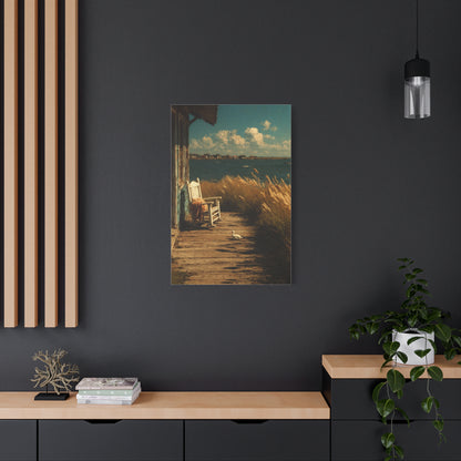 Farmhouse Lakeside Porch Scene Wall Art & Canvas Print