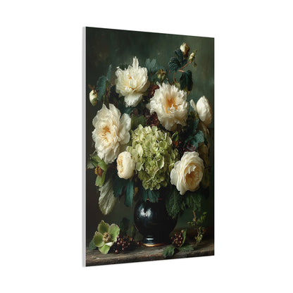 Dutch Floral Green Still Life Wall Art & Canvas Print