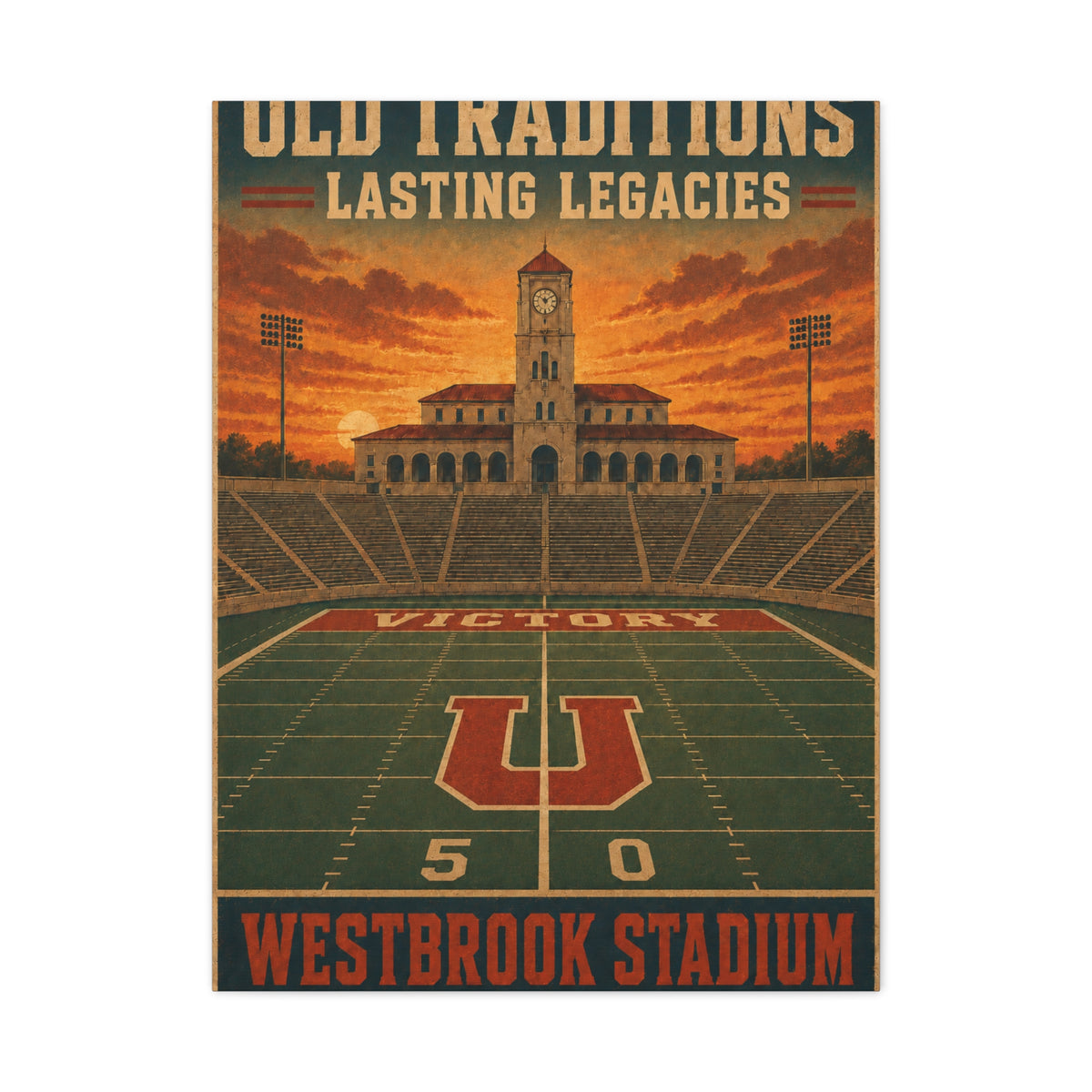 Vintage Stadium Legacy Football Sports Wall Art & Canvas Print