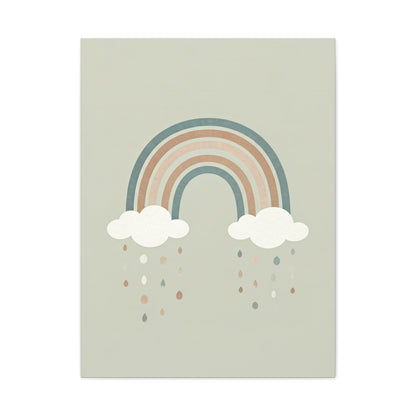 Pastel Rainbow & Clouds Nursery Wall Art & Canvas Print