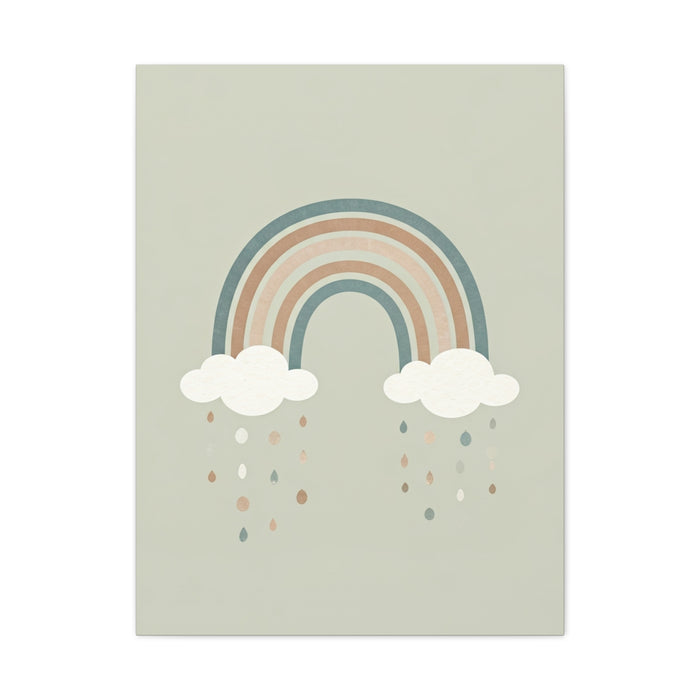 Pastel Rainbow & Clouds Nursery Wall Art & Canvas Print