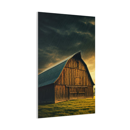 Rainfall on the Quiet Barn Wall Art & Canvas Prints