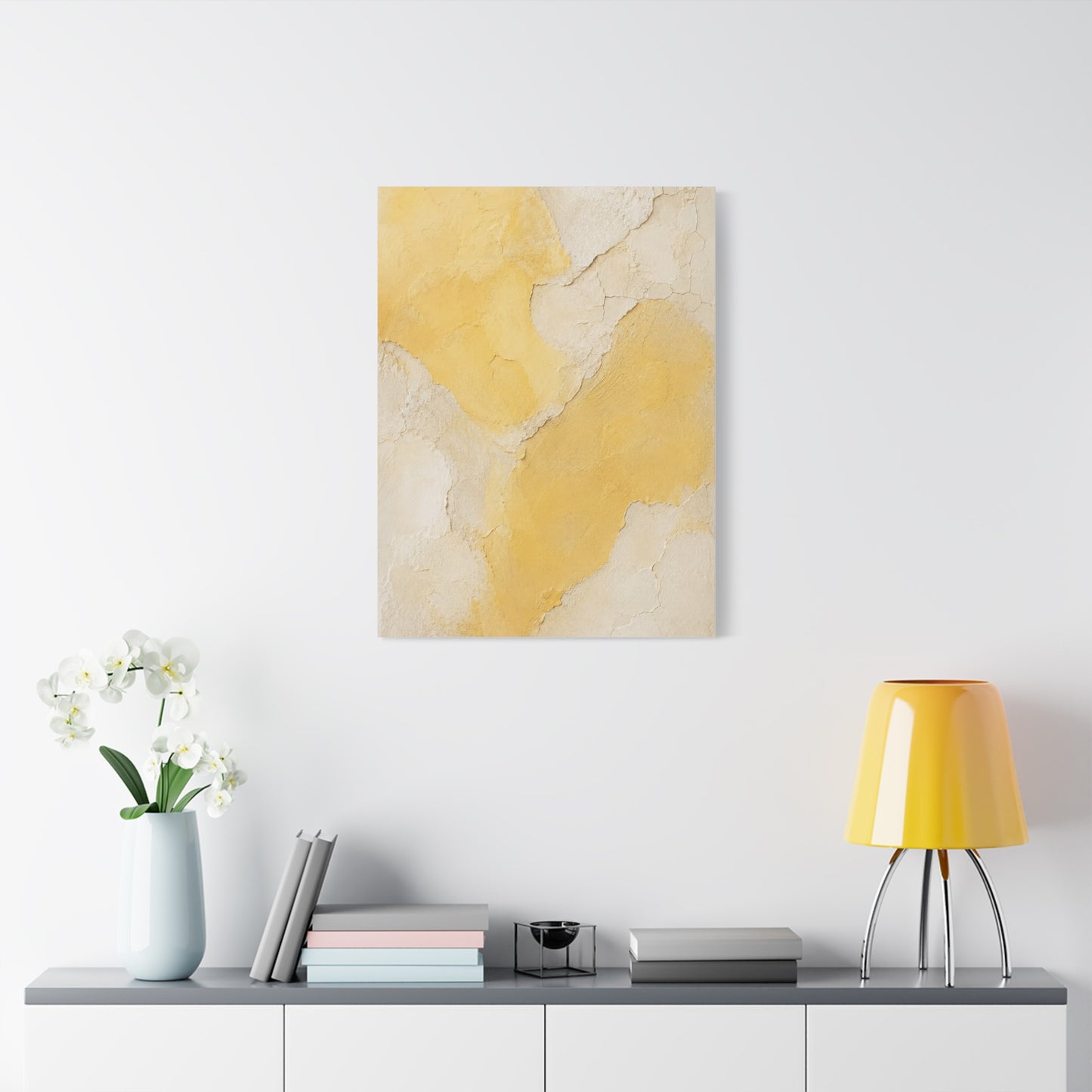 Wabi-Sabi Yellow Plaster Minimal Abstract Wall Art & Canvas Print