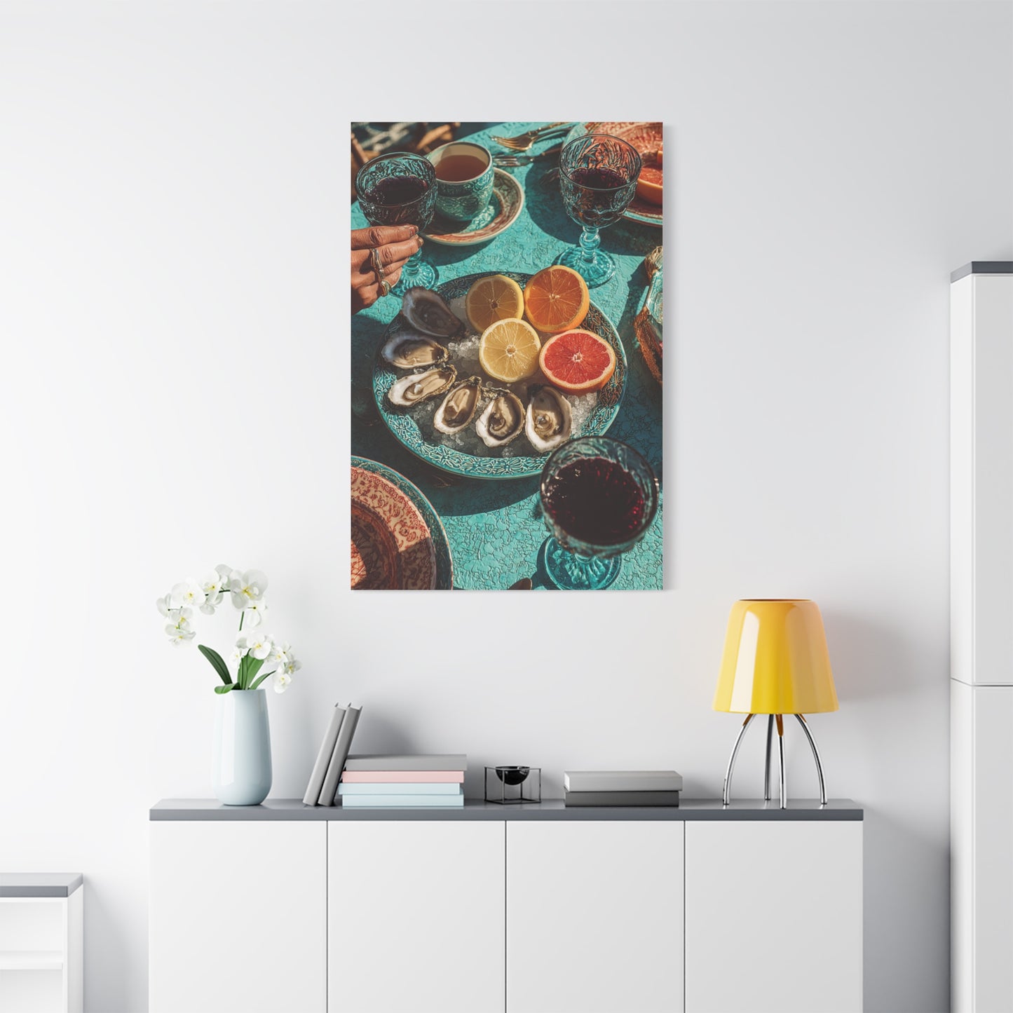 Mediterranean Seafood Table Still Life Wall Art & Canvas Print