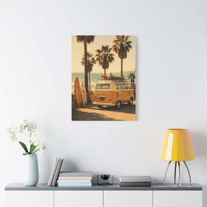 Vintage Coastal Surf Van Nostalgia Scene Wall Art & Canvas Print