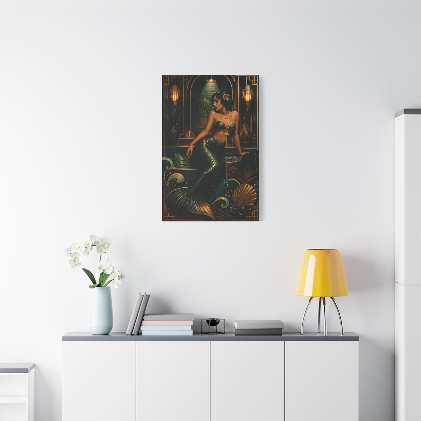 Art Deco Emerald Mermaid Luxe Wall Art & Canvas Print
