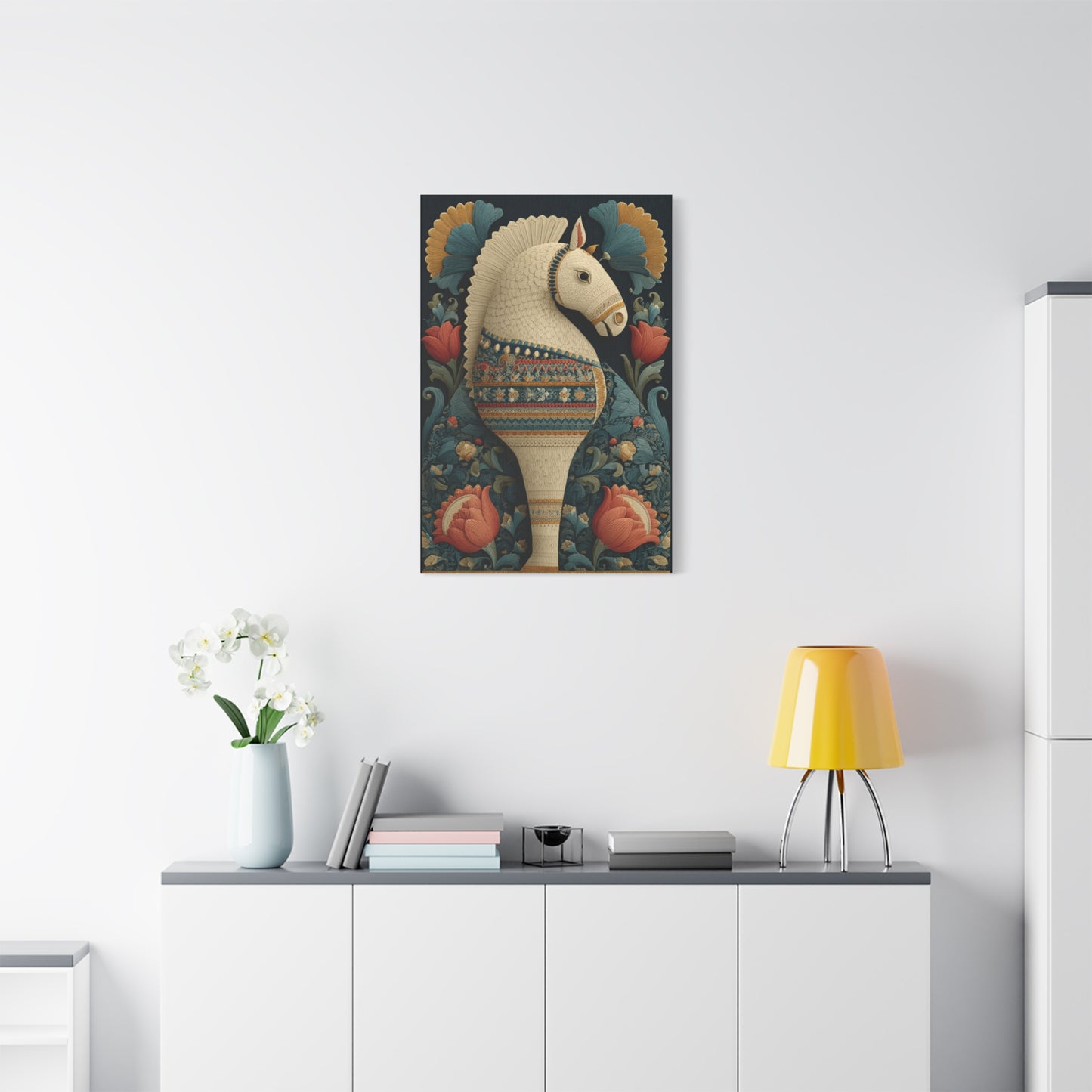 Swedish Dala Horse Folk Floral Wall Art & Canvas Print