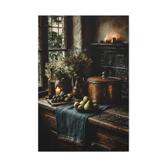 Moody Farmhouse Kitchen Still Life Wall Art & Canvas Print