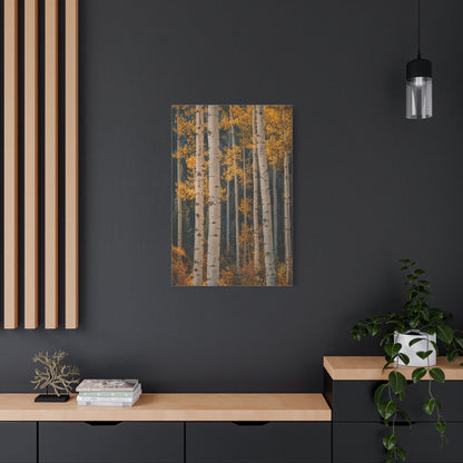 Golden Aspen Forest Autumn Vertical Trees Wall Art & Canvas Print