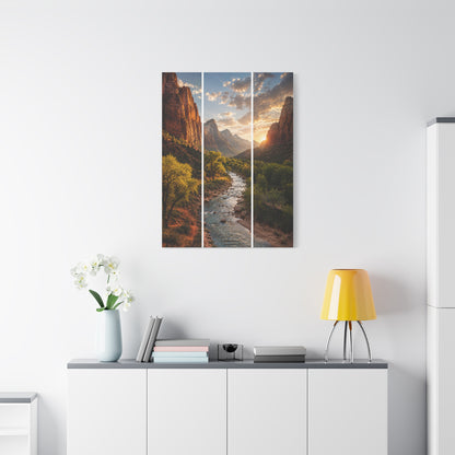 Zion Canyon Triptych Landscape Wall Art & Canvas Print