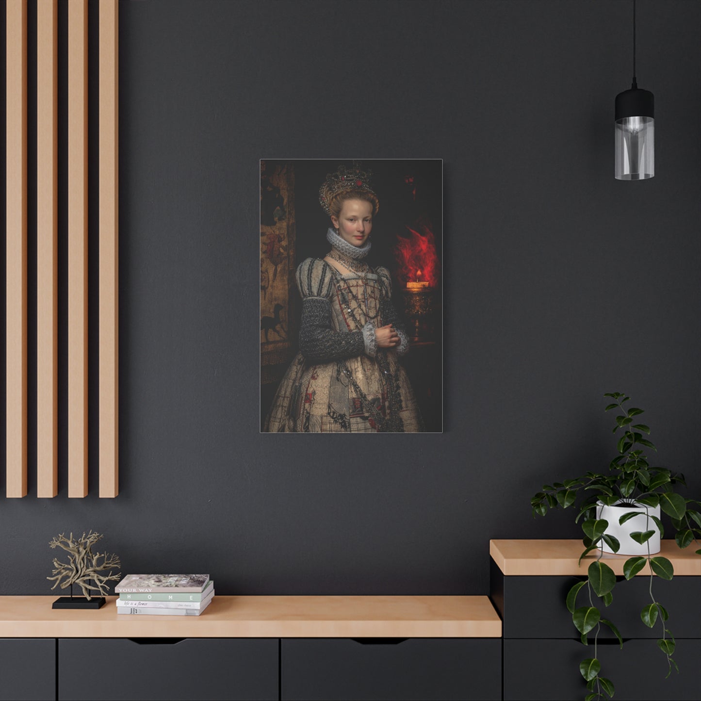Renaissance Queen in Candlelit Court Portrait Wall Art & Canvas Print
