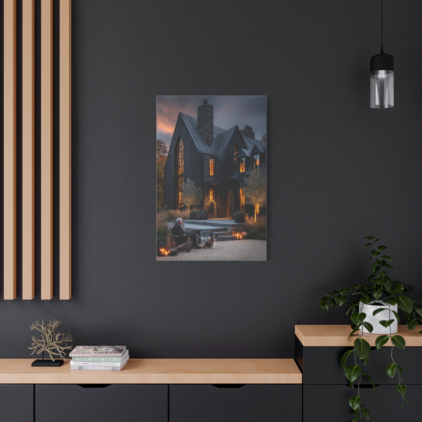 Lavish Black Farmhouse Courtyard Wall Art & Canvas Print