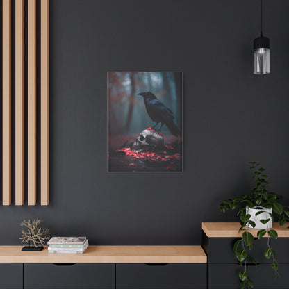 Crow on Weathered Skull Wall Art & Canvas Print