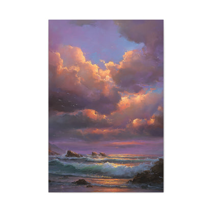 Painterly Coastal Sky and Rolling Waves Wall Art & Canvas Print