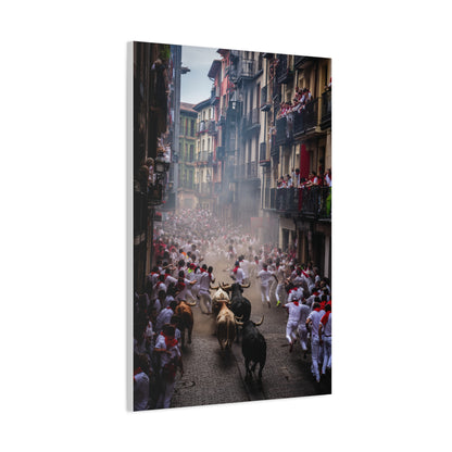 Pamplona Festival Bull Run Wall Art & Canvas Print