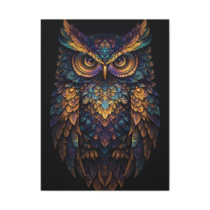 Jewel Feather Fractal Owl Wall Art & Canvas Print