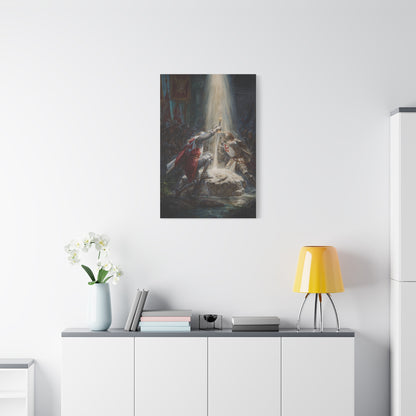 Knights Witness the Miracle of Excalibur Wall Art & Canvas Print