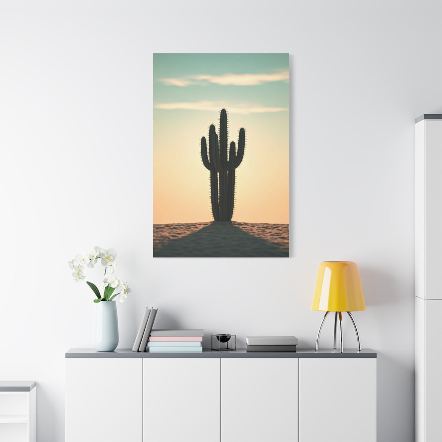 Lone Saguaro Desert Sunset Silhouette Wall Art & Canvas Prints