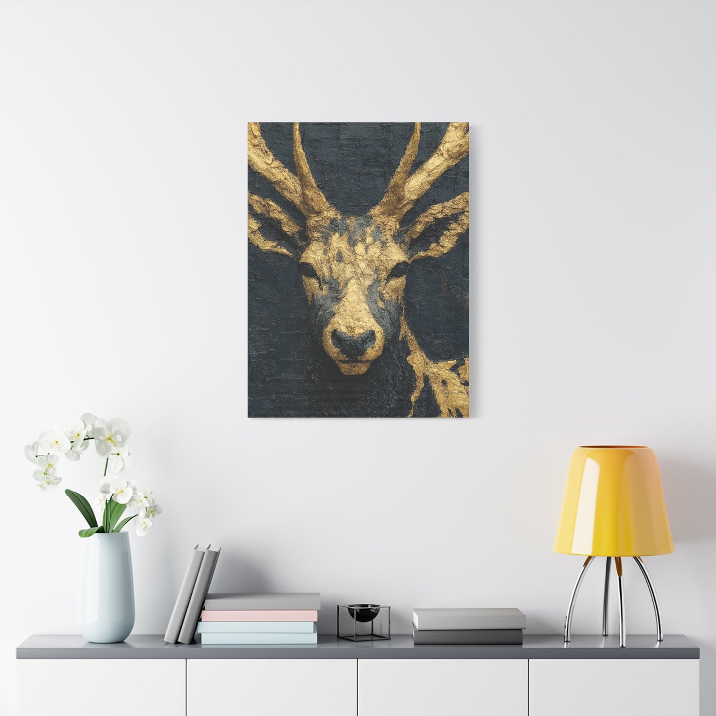 Regal Black and Gold Stag Portrait Wall Art & Canvas Print