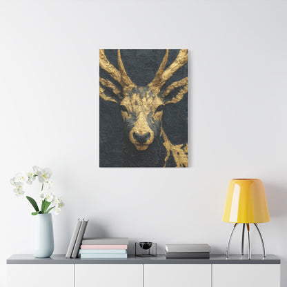 Regal Black and Gold Stag Portrait Wall Art & Canvas Print