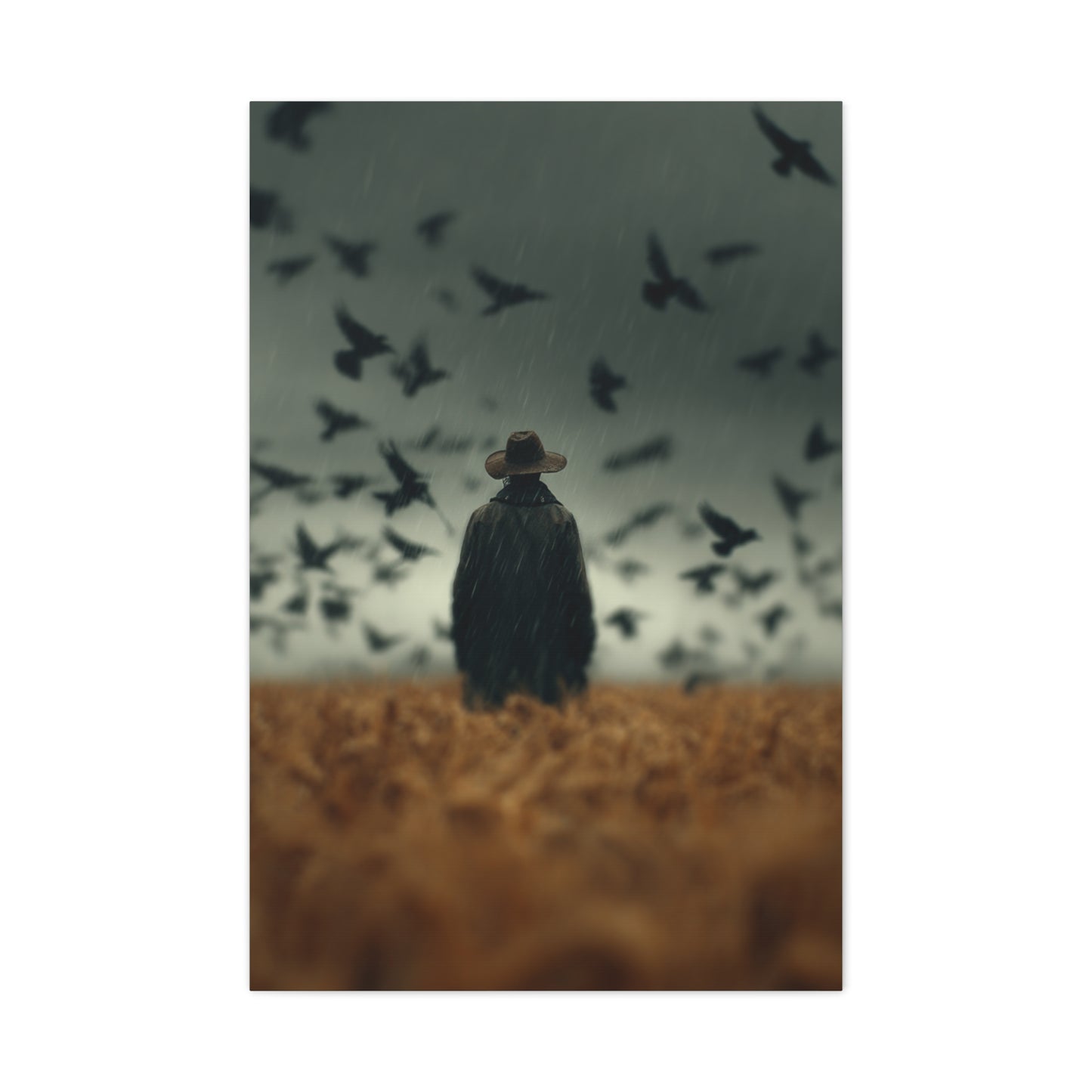 Scarecrow and Crows Autumn Field Wall Art & Canvas Print