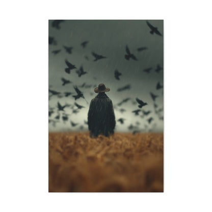 Scarecrow and Crows Autumn Field Wall Art & Canvas Print