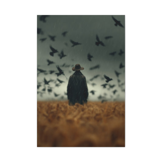 Scarecrow and Crows Autumn Field Wall Art & Canvas Print