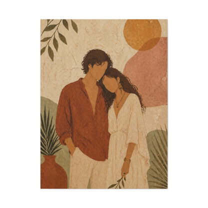 Bohemian Faceless Couple Portrait Wall Art & Canvas Print