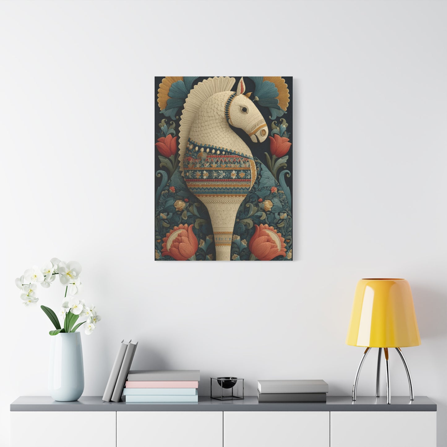 Swedish Dala Horse Folk Floral Wall Art & Canvas Print