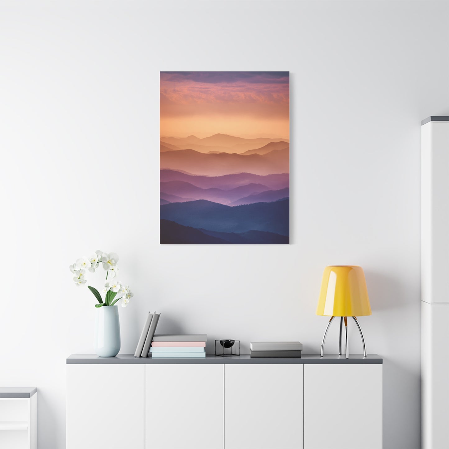 Layered Sunset Mountain Landscape Wall Art & Canvas Print